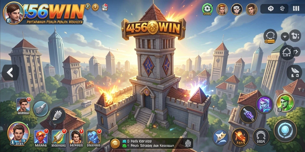 Tampilan gameplay menara pertahanan yang menegangkan dan strategis di 456WIN.