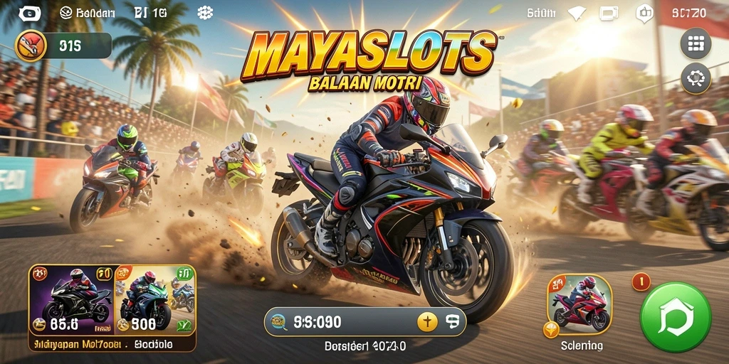 Screenshot gameplay yang menunjukkan balapan motor yang mendebarkan.
