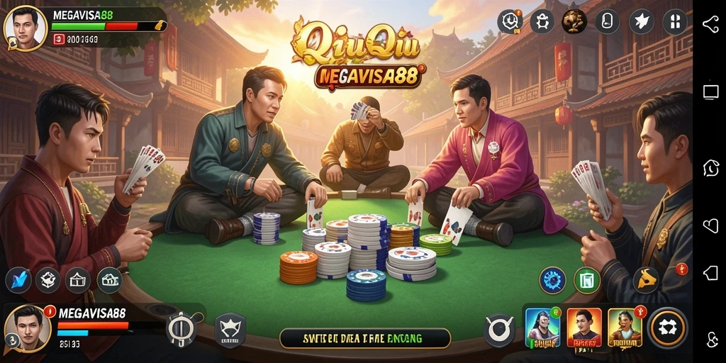 Tampilan gameplay seru di MEGAVISA88, penuh strategi QiuQiu.