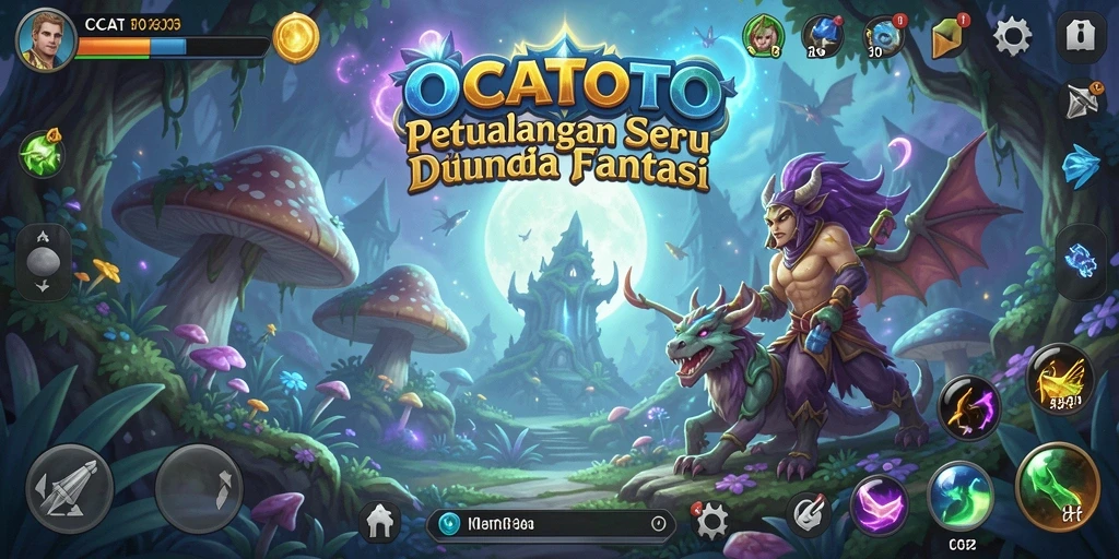 Screenshot utama OCATOTO menampilkan aksi seru dalam pertarungan RPG.
