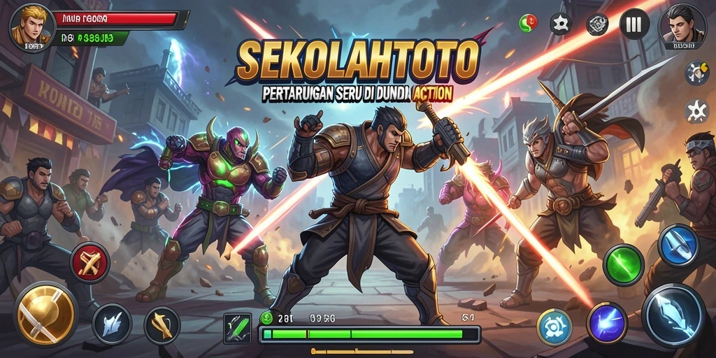 Tampilan aksi seru dalam gameplay SEKOLAHTOTO.