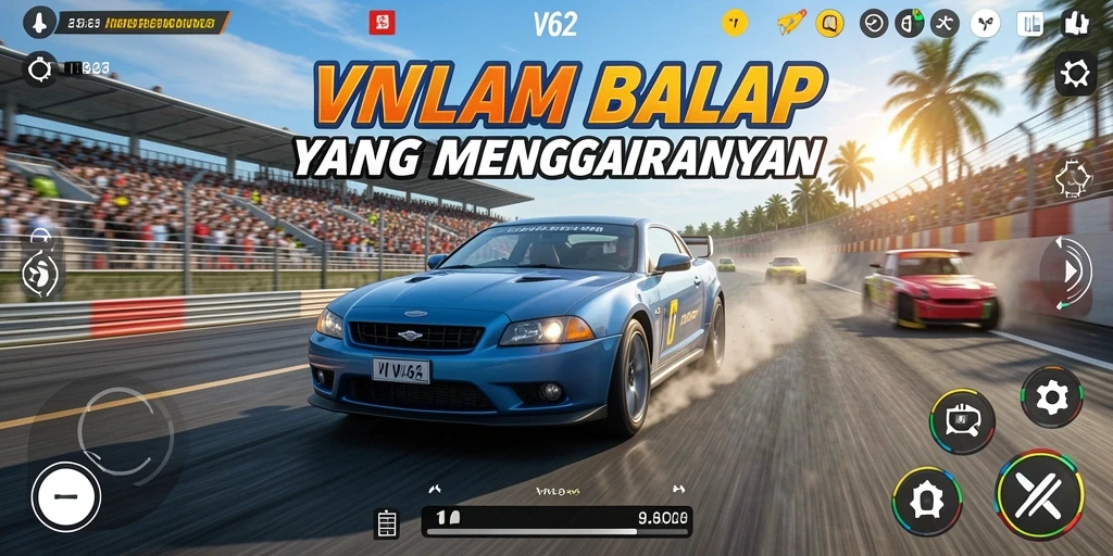 Gameplay balap yang mendebarkan dan penuh adrenalin di VV62.